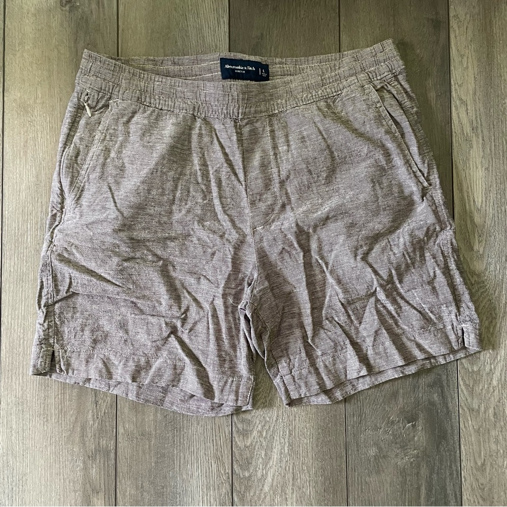 Brown Cotton & Linen Shorts